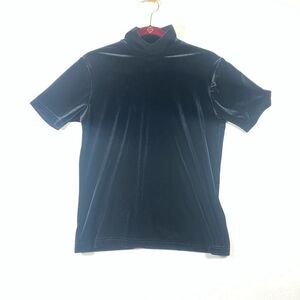 Summit Hill Black Mock Neck Short Sleeve Velvet Top Size Small